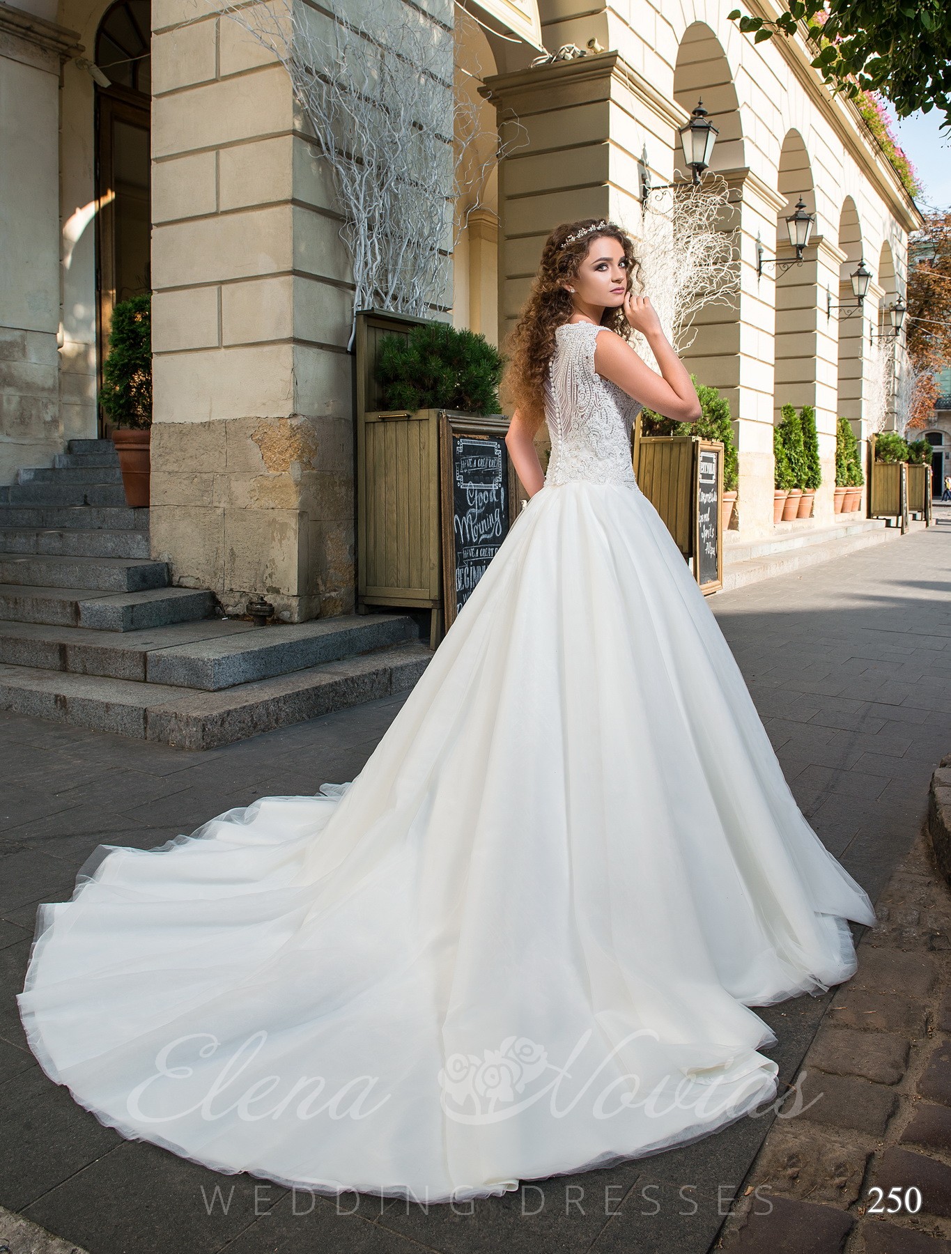 Wedding dress with V-shaped neckline model 250